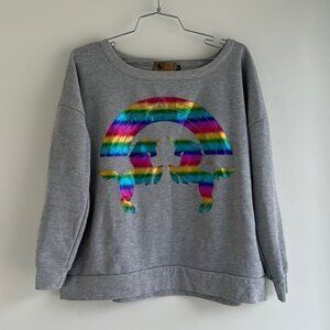 KATSUMI Grey Unicorn Disco Print Wide Neck Sweatshirt